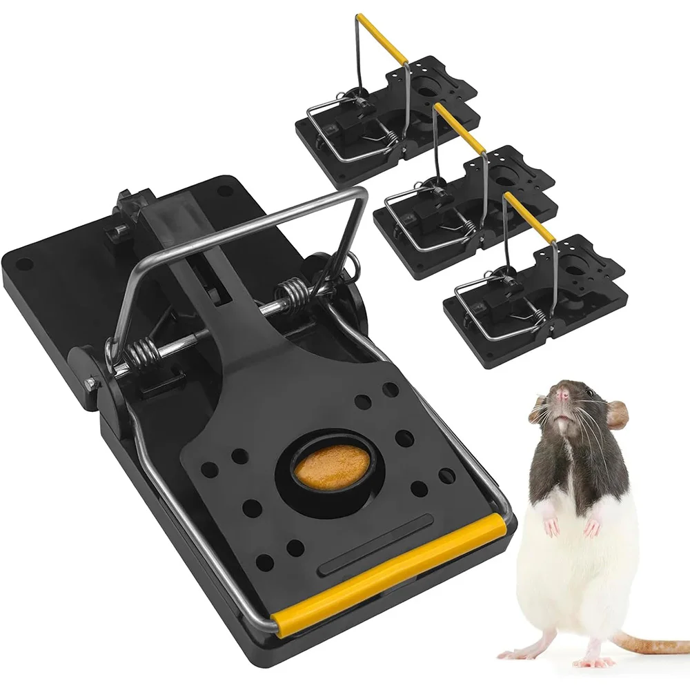 4 pièges à rats professionnels en acier galvanisé, piège à appât, piège à rats