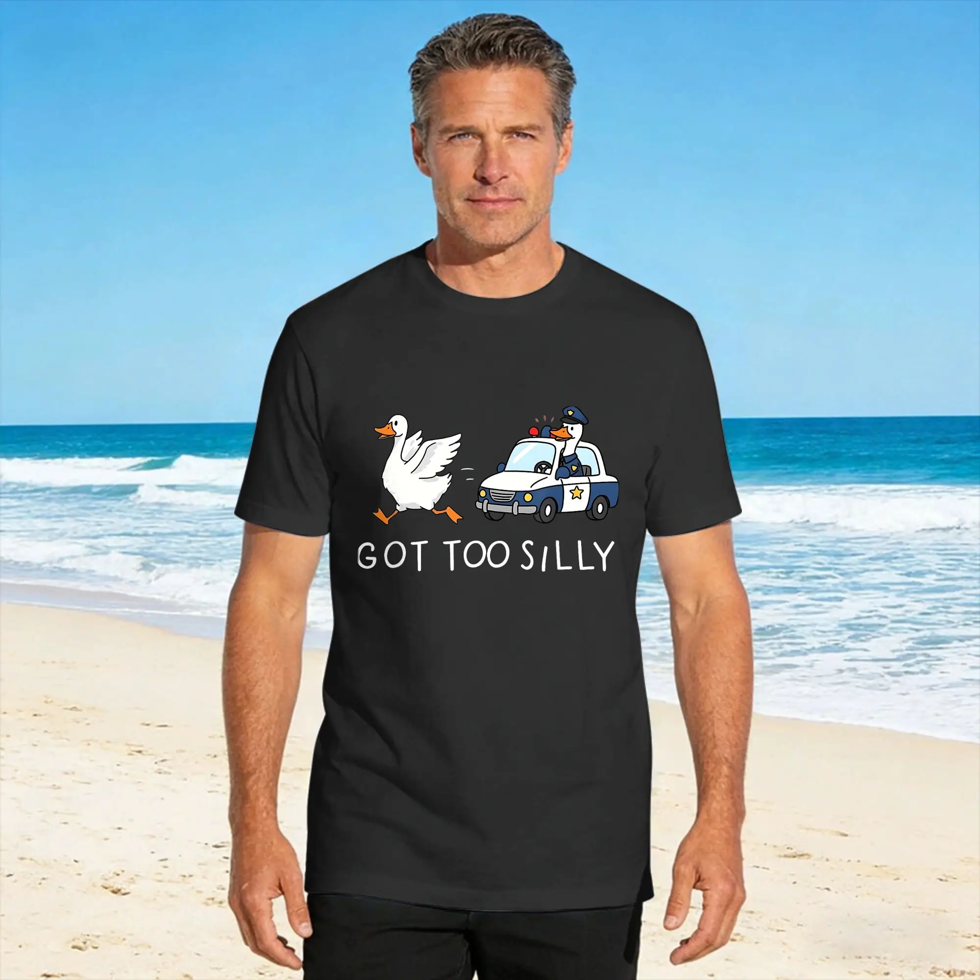 Goose Got Too Silly Police Joke Goose Funny Saying Cotton T Shirt For Men's Summer  Street Style T-Shirts Trendy Cool Tee Shirt