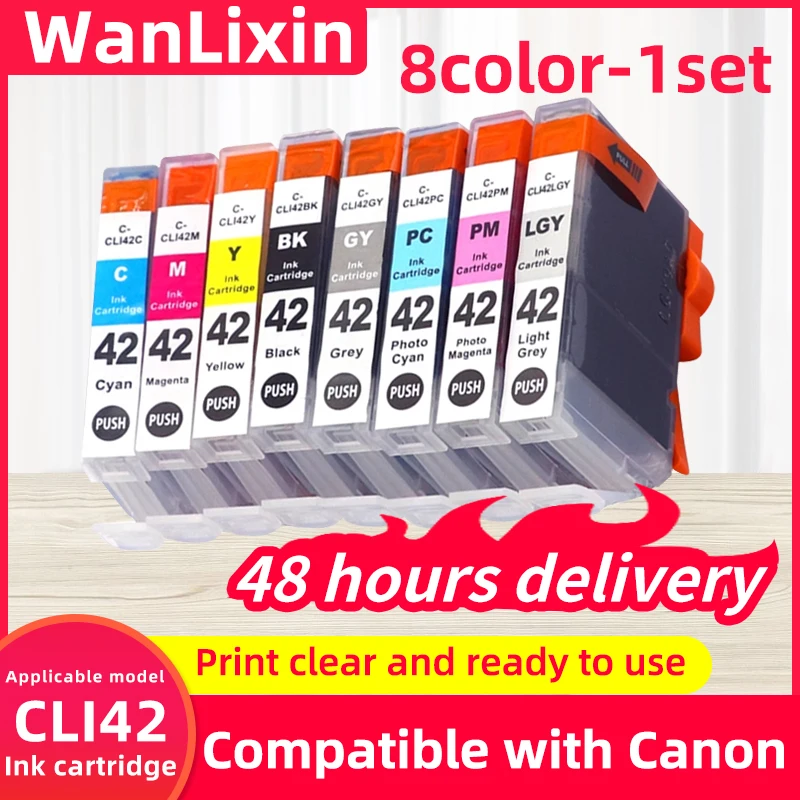 

8 цветов, 1 комплект, новый картридж CLI-42 CLI42, чернильный картридж с чипом, совместимый для Canon PIXMA Pro-100 100S, чернильный картридж для принтера