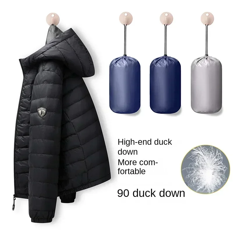 Down Jacket Men's Winter Thin Loose Trendy Short Hooded Cotton Jacket Lightweight Men's Jacket