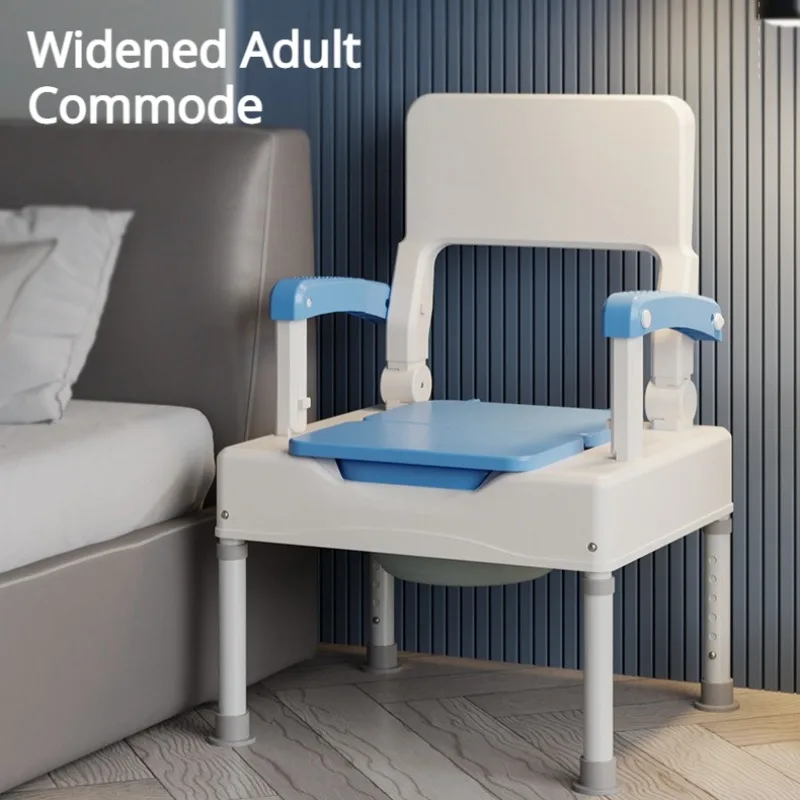Widened Comfortable Adult Commode Lightweight Waterproof Non-slip Stable Adjustable Commode Portable Durable Mobility Aids