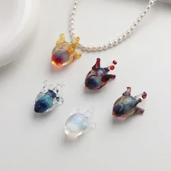 1PCS Imported Handmade Glaze Glass Heart Beads Pendant Jewelry DIY Making Supplies Charms Accessories