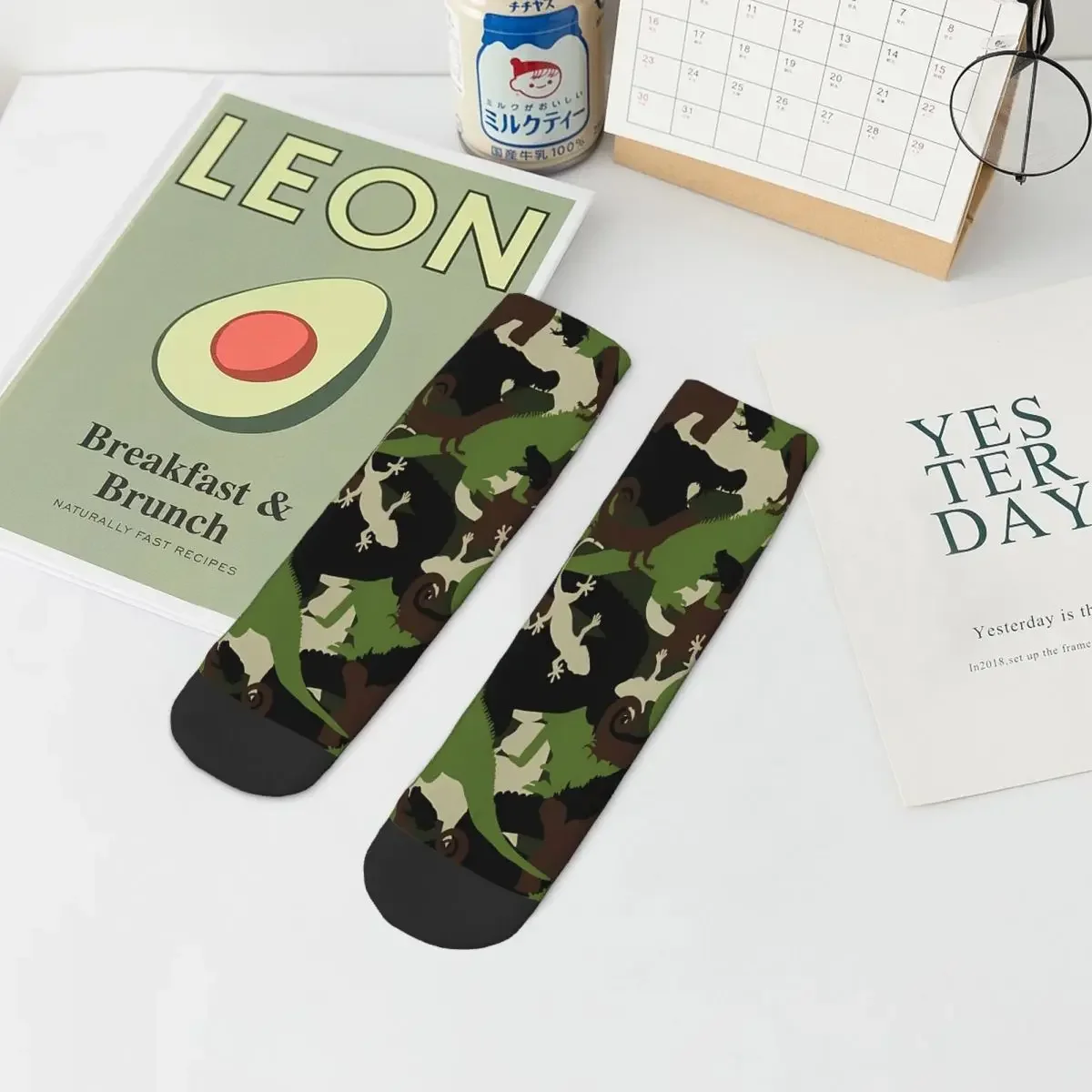 Herpecology-calcetines tobilleros de camuflaje para hombre y mujer, medias estampadas de verano