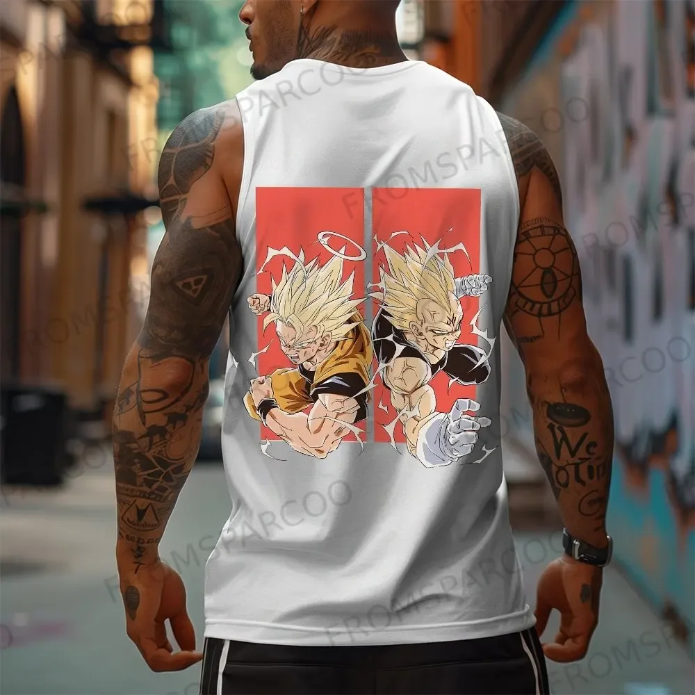 Dragon Ball Anime Goku Print Tank Top 2025 Summer American-style Gym Men's Loose, Fashionable and Breathable Vest