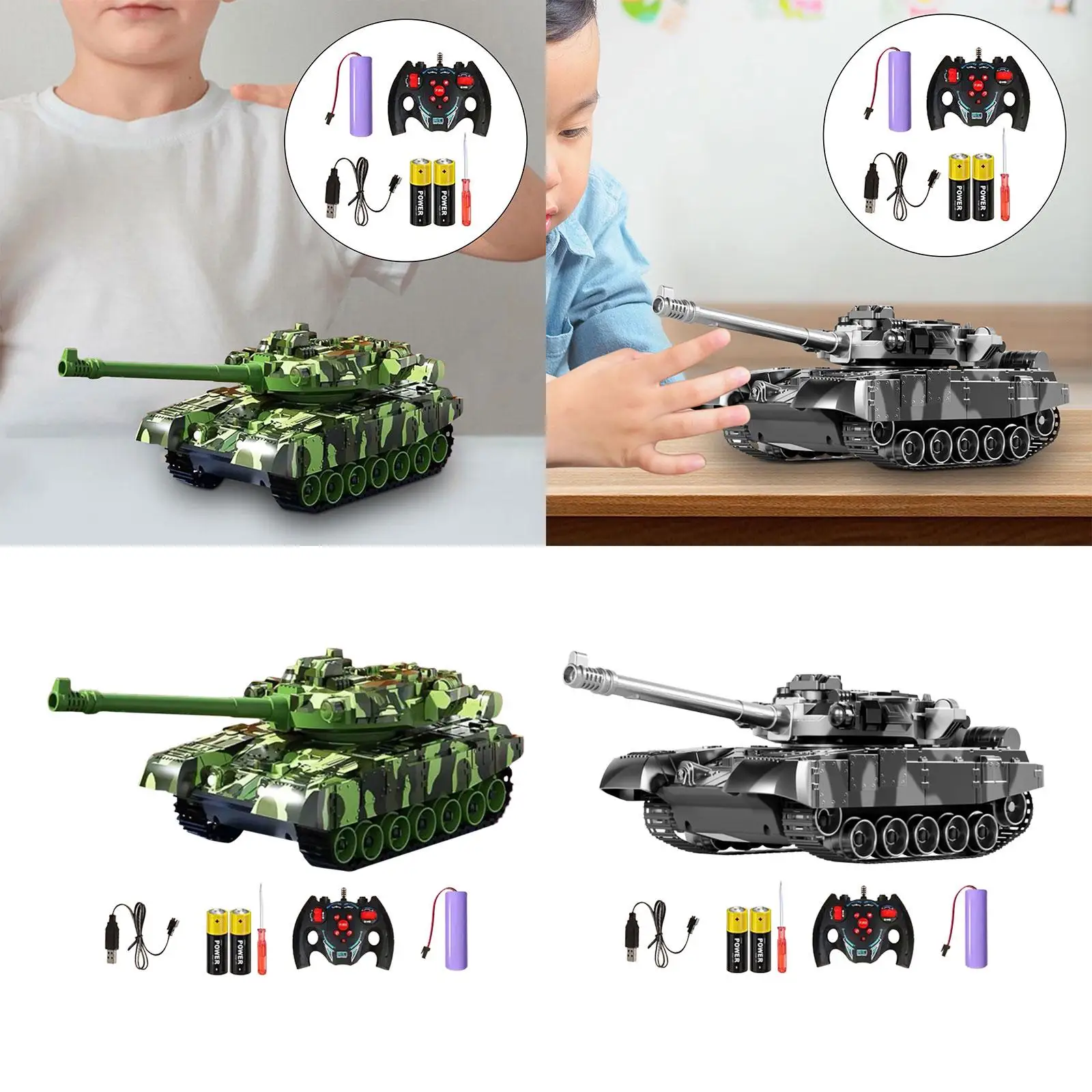 RC Battle Tank All Terrain RC Tank Rotating Turret Party Favor 360°Rotating Tank Model for Boys Girls Adults and Kids Children