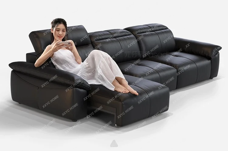 

Genuine Leather Sofas Luxury 3 Seater Black Love Seat Electric Sofa House Recliner Couch Wohnzimmer Home Furniture