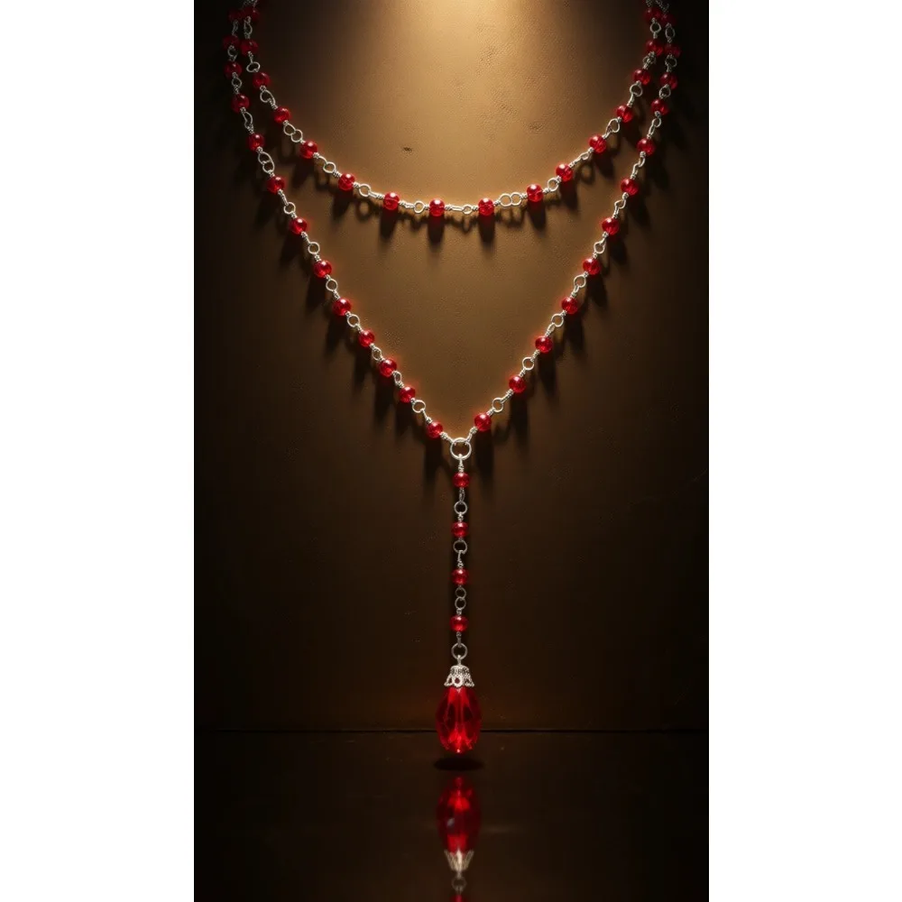 

Готическое многослойное черно-красное ожерелье-чокер с бусинами в форме капли, подарок для женщин