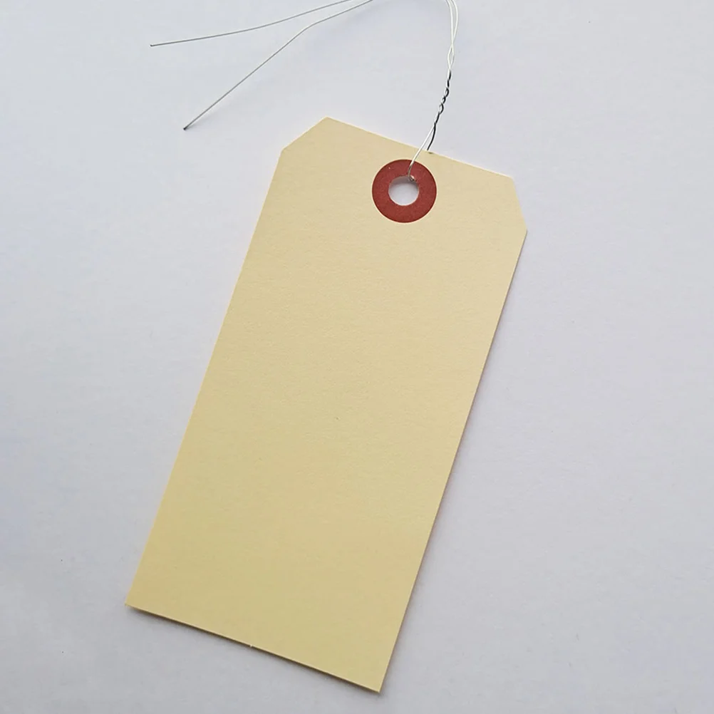 50-delige blanco manilla-verzendlabels Manila voor verpakkingslabel met oogjes elektrische draad beige