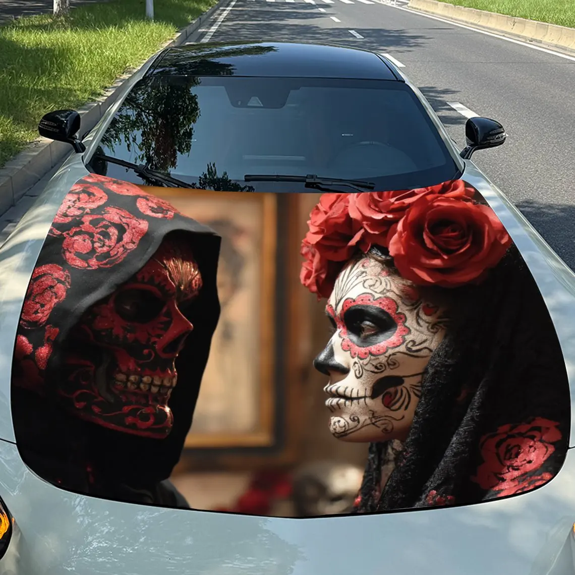 

Gothic Style Mask Car Hood Sticker, Epic Magical - Style Body Decoration Sticker, Waterproof Self-adhesive, Scratch , Easy To St