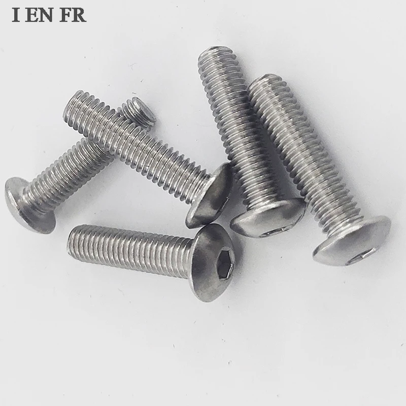 2/5/10/25 peças iso7380 m3 m4 m5 m6 m8 m10 304 A2-70 botão de soquete hexagonal de aço inoxidável parafuso de cabeça redonda l = 6-100mm