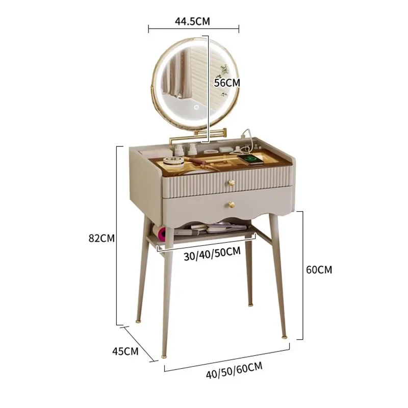 Tocador nórdico de lujo para dormitorio, cajón con luces Led, Tocador de Maquillaje, mueble de almacenamiento