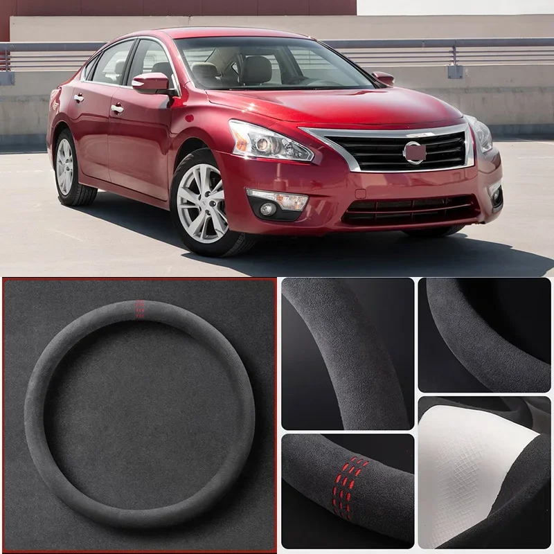 

Alcantara Anti-Slip Black Suede Leather Car Universal Steering Wheel Cover For NISSAN Altima Car Accessories