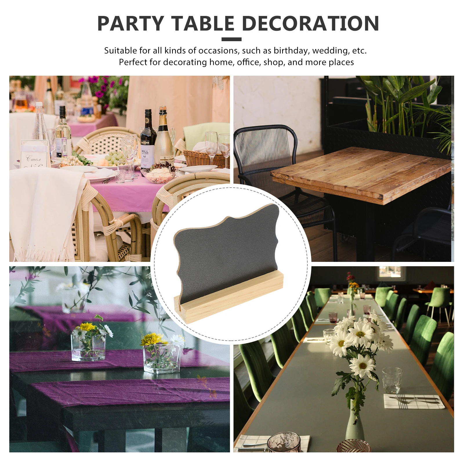 5pcs Double Sided Mini Whiteboard Small Rectangle Wood Craft Signs Home Office Party Table Accessories