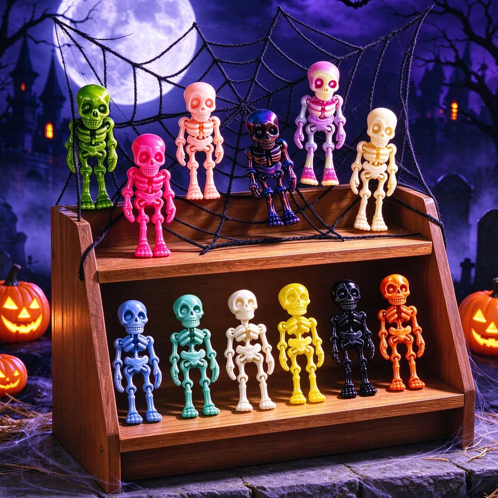 30pcs 3D Printed Skeleton Mini Statues Home Decor Items Fun Room Decoration, Holiday Gifts Creative Movable Ornament