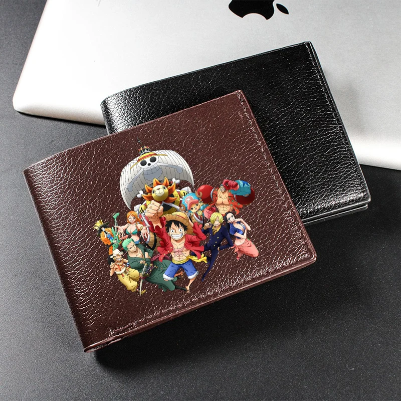 One Piece Pu Leather Wallets Anime Luffy Card Bags Women Men Short Multi Slot Coin Purses Fashion Folding Wallet Birthday Gift