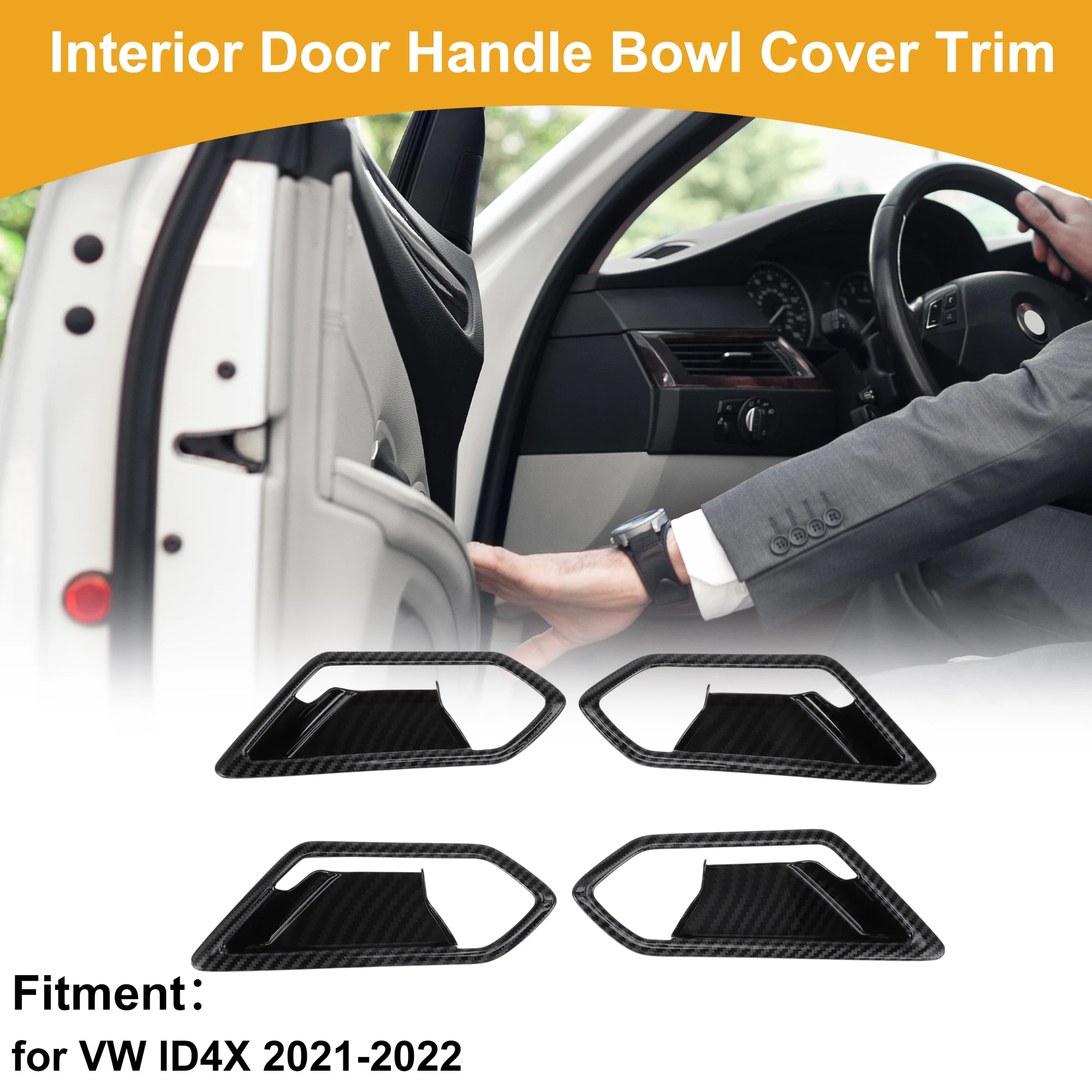

UXCELL внутренняя дверная ручка, накладка чаши для VW ID4X 2021-2022, черное углеродное волокно