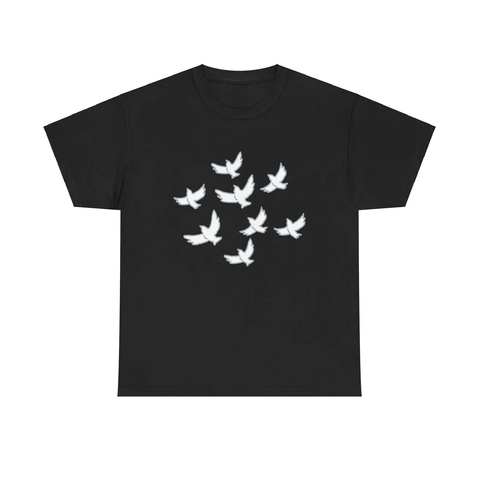 White Doves Flock Graphic T-Shirt - dove peace cute cool wedding freedom flying