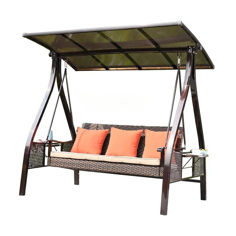 

Courtyard Swing Outdoor Garden Balcony Glider Outdoor Rattan Iron Rain-Proof to Swing Household Single Double Rocking Chair