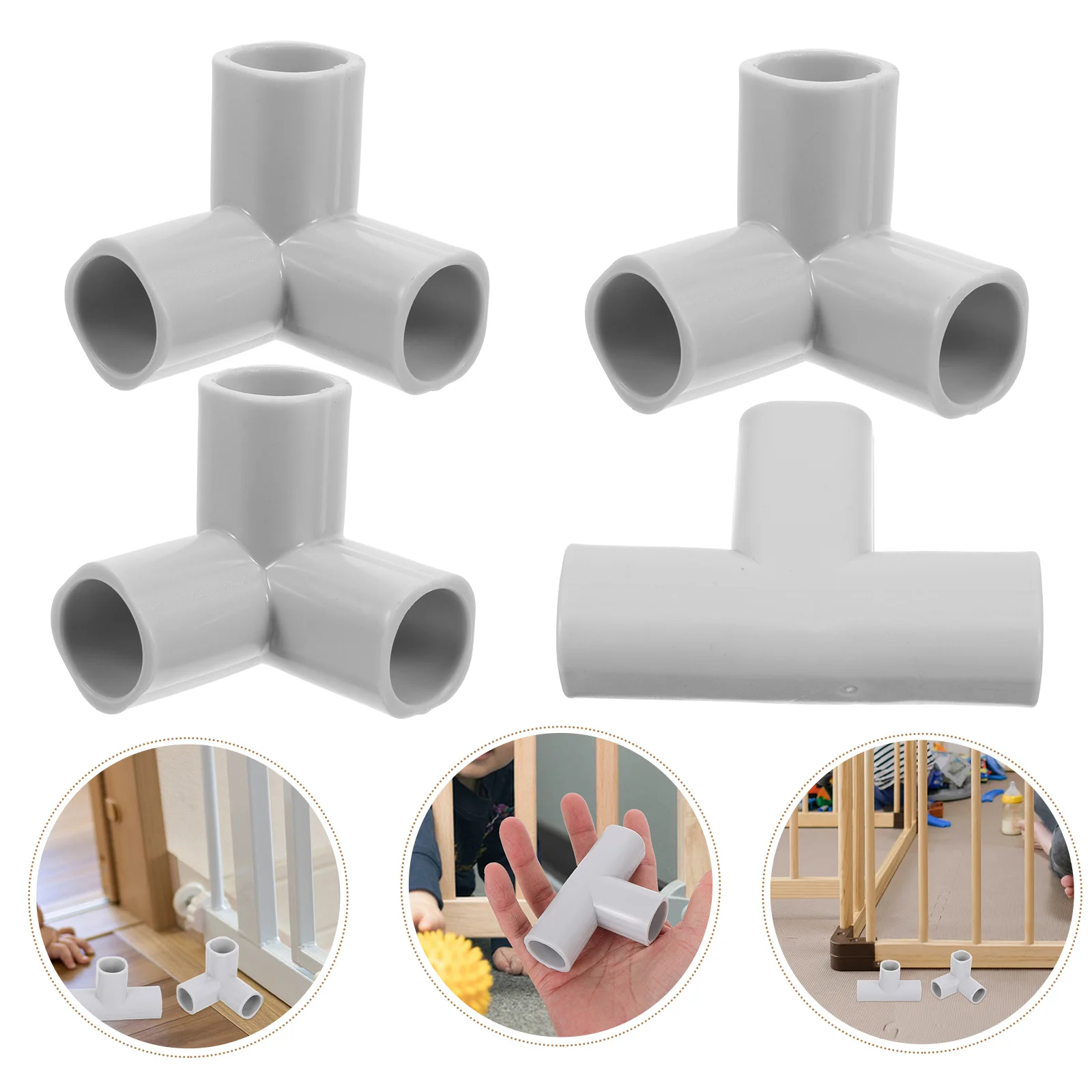 

6 Pcs Accessories Baby Indoor Protective Fence Toddler Pe 3-way Elbow Connector