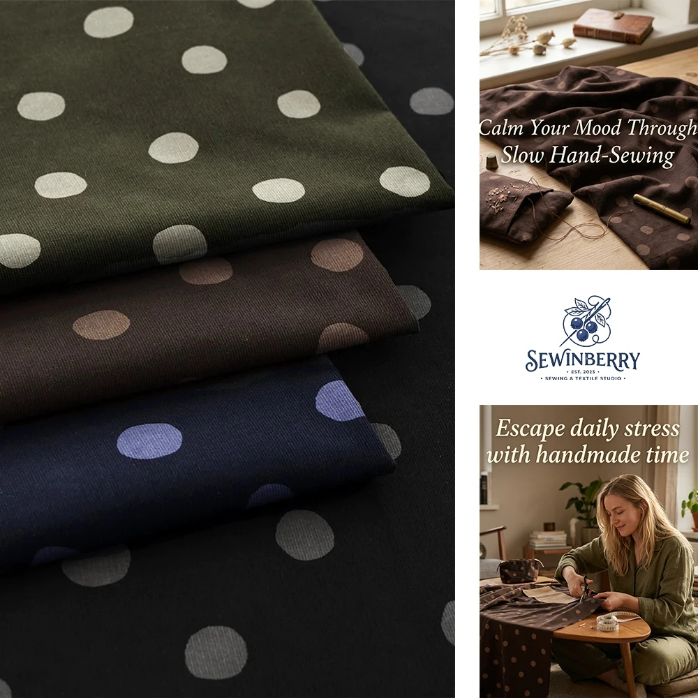 Minimalism Retro Dot Print Corduroy Fabric Stress Relief Diy Sewing Material For Clothing Fat Quarter Patchwork