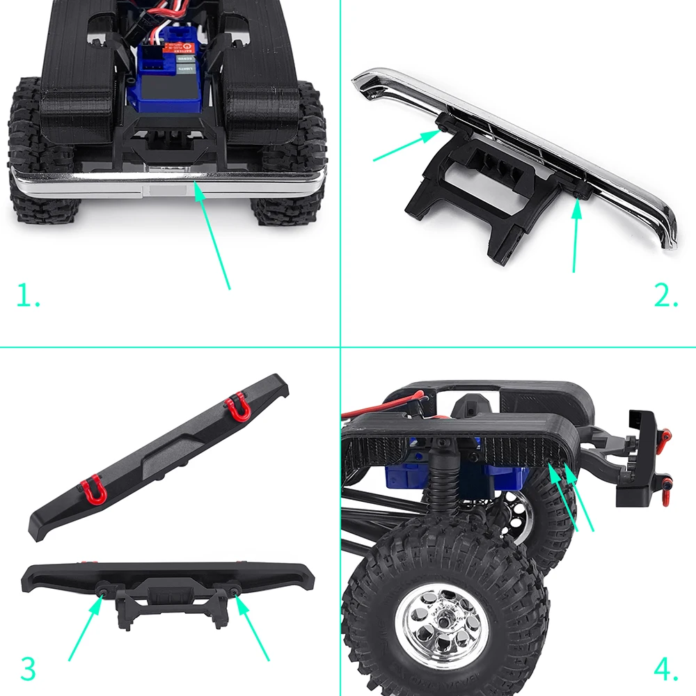 YEAHRUN aluminiowy tylny zderzak z przyczepa holownicza hakiem do części zamienne 1/18 zdalnie sterowany samochód gąsienicowy TRX4M K10