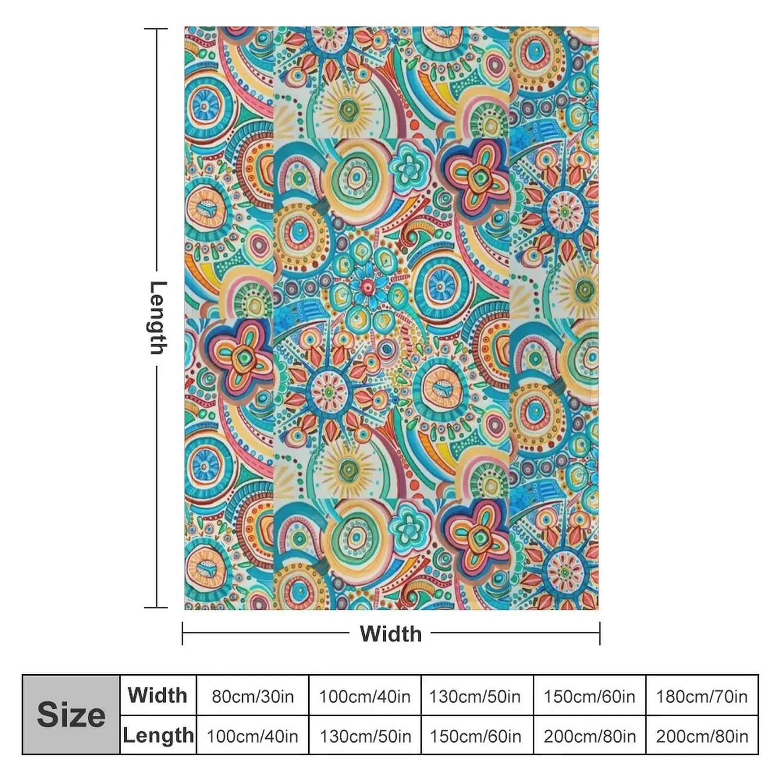 Joy with flowers, stars, blue, yellow, green, orange, red mandala Throw Blanket Plush Baby Soft Big Blankets