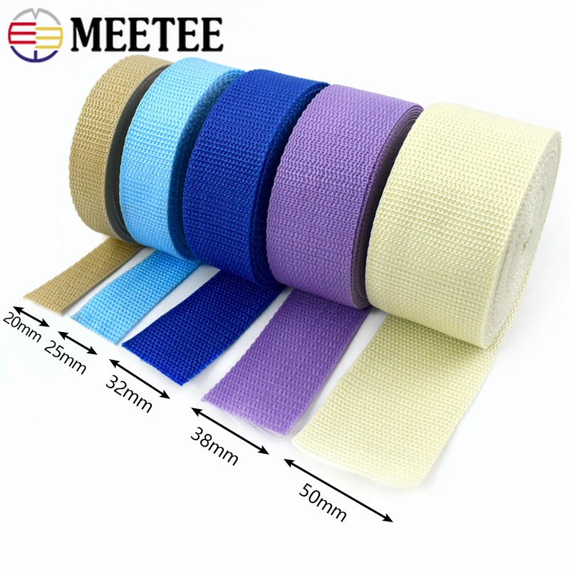 5M Meetee 20-50mm PP Polypropylene Webbing Shoulder Bag Strap Nylon Ribbon Band Safety Belt Decor Lace Sewing Bias Accessories