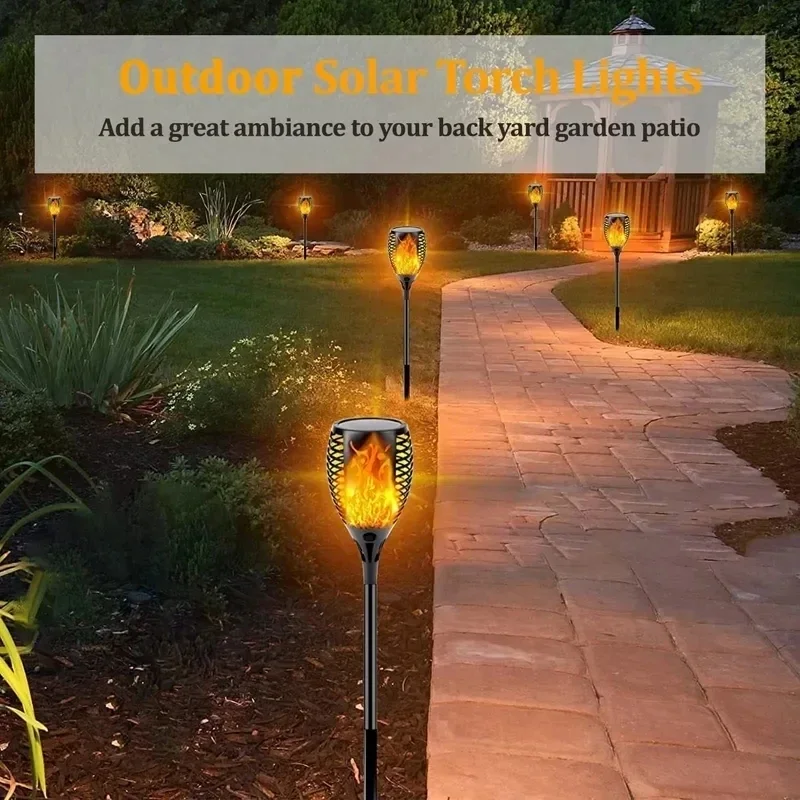 Lámpara de llama de simulación de energía Solar, 96 Led, impermeable, decoración de jardín, camino de césped al aire libre, luces de suelo de jardín