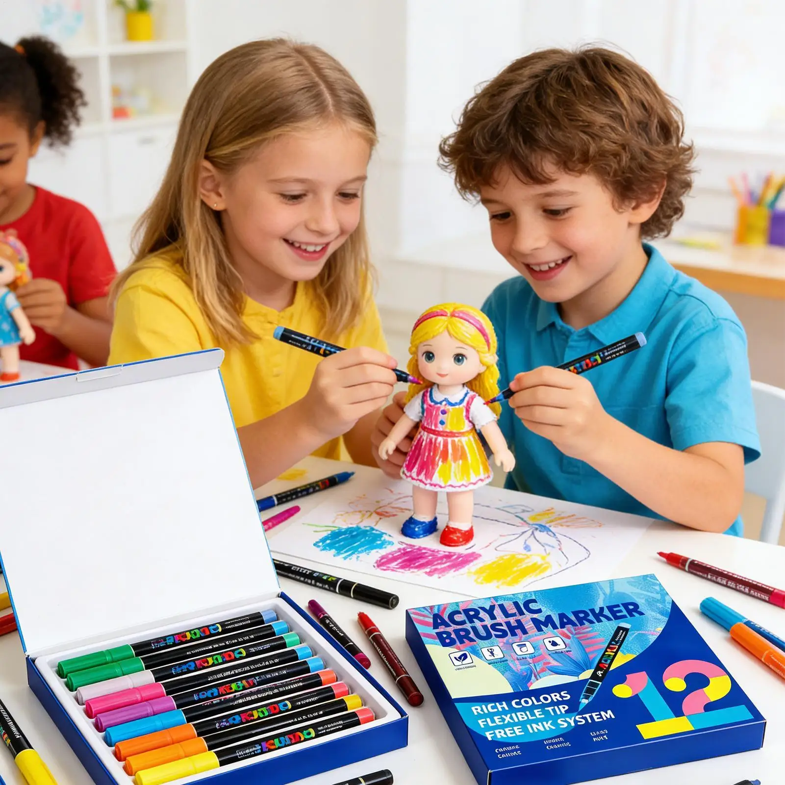 

Акриловые маркеры-кисти, разноцветные мягкие многослойные художественные принадлежности, набор маркеров для акриловых красок для детей и взрослых, вечерние, День благодарения