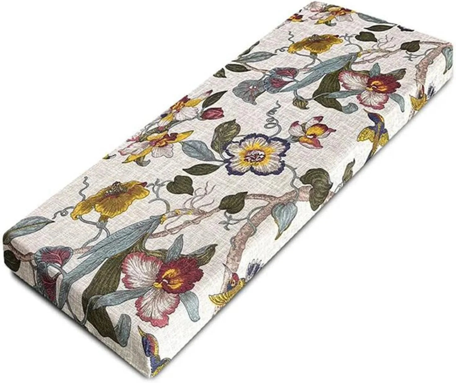 Floral and Bird Patterns Bench Cushion 90 X 35 150 X 40 120 X 30 with Zipper Thickened Foam Bench Seat Cushions Easy to Clean
