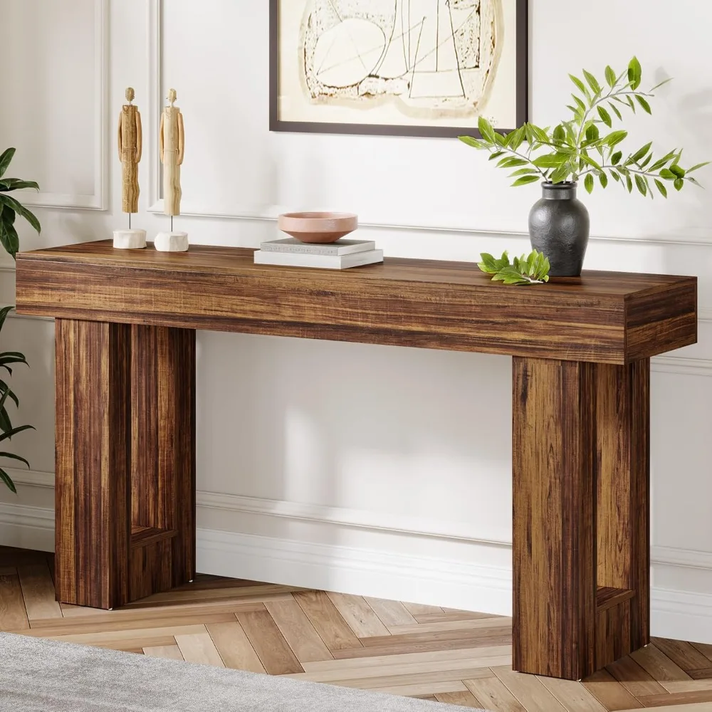 

Farmhouse Console Table, Long Narrow Sofa Table Behind The Couch, Wooden Rectangular Entryway Table for Entra