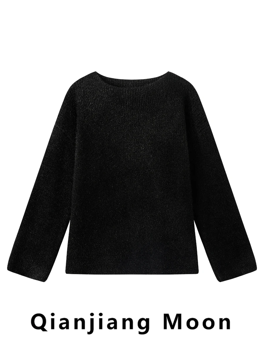 

Модный простой вязаный свитер-накидка с круглым вырезом для женщин, новая зимняя коллекция, свободный повседневный трикотажный топ