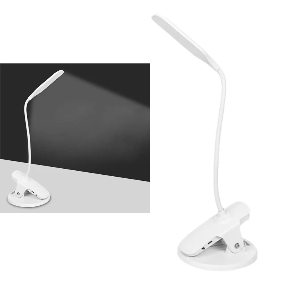 

Портативная лампа с гибкой ножкой, 3 режима яркости, сенсорное управление, безопасная для глаз, для учебы, офиса, спальни, общежития, белая, 1 шт.