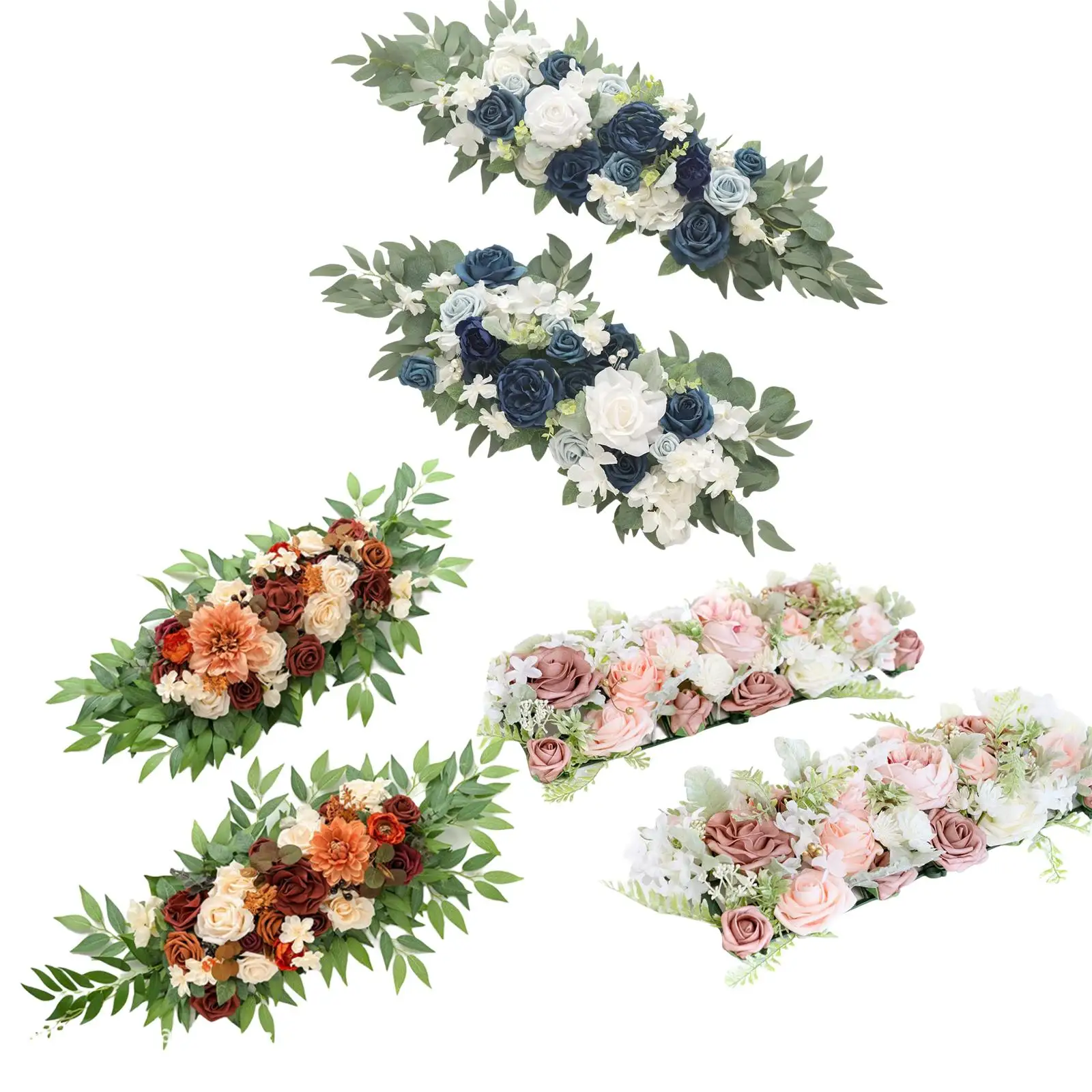 

2Pcs/Set Artificial Arch Flower Swag Table Runner Centerpiece Garland for Wall Wedding Ceremony Sign Floral Decoration Flowers