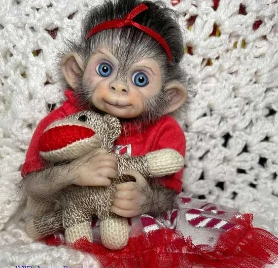 

EGO 8inch Reborn Doll Kit Anna Banana Cute Monkey Unfinished Doll Parts with Body and eyes
