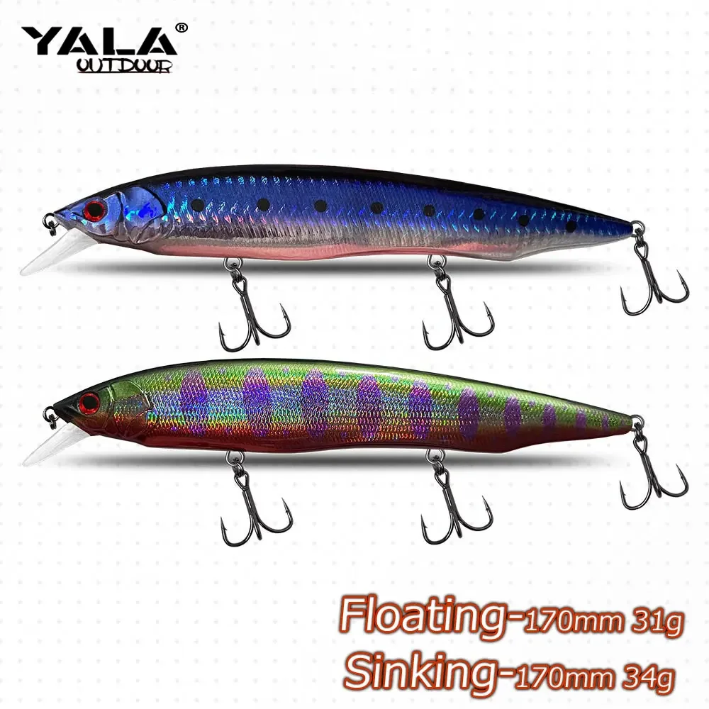 

Sinking Minnow Fishing Lures Tungsten Weight System Wobblers Kanata 170mm 31g Floating Minnow Baits Jerkbaits SeaBass