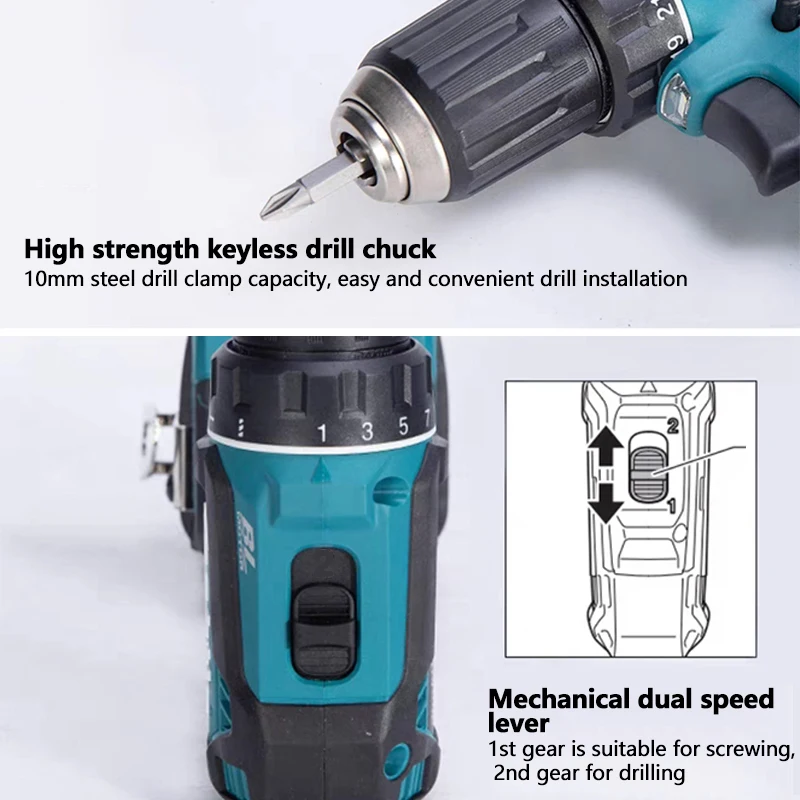 Electric Goddess Brushless Electric Impact Drill Cordless Rechargeable Screwdriver Drill DIY Power Tools For Makita 18V Battery