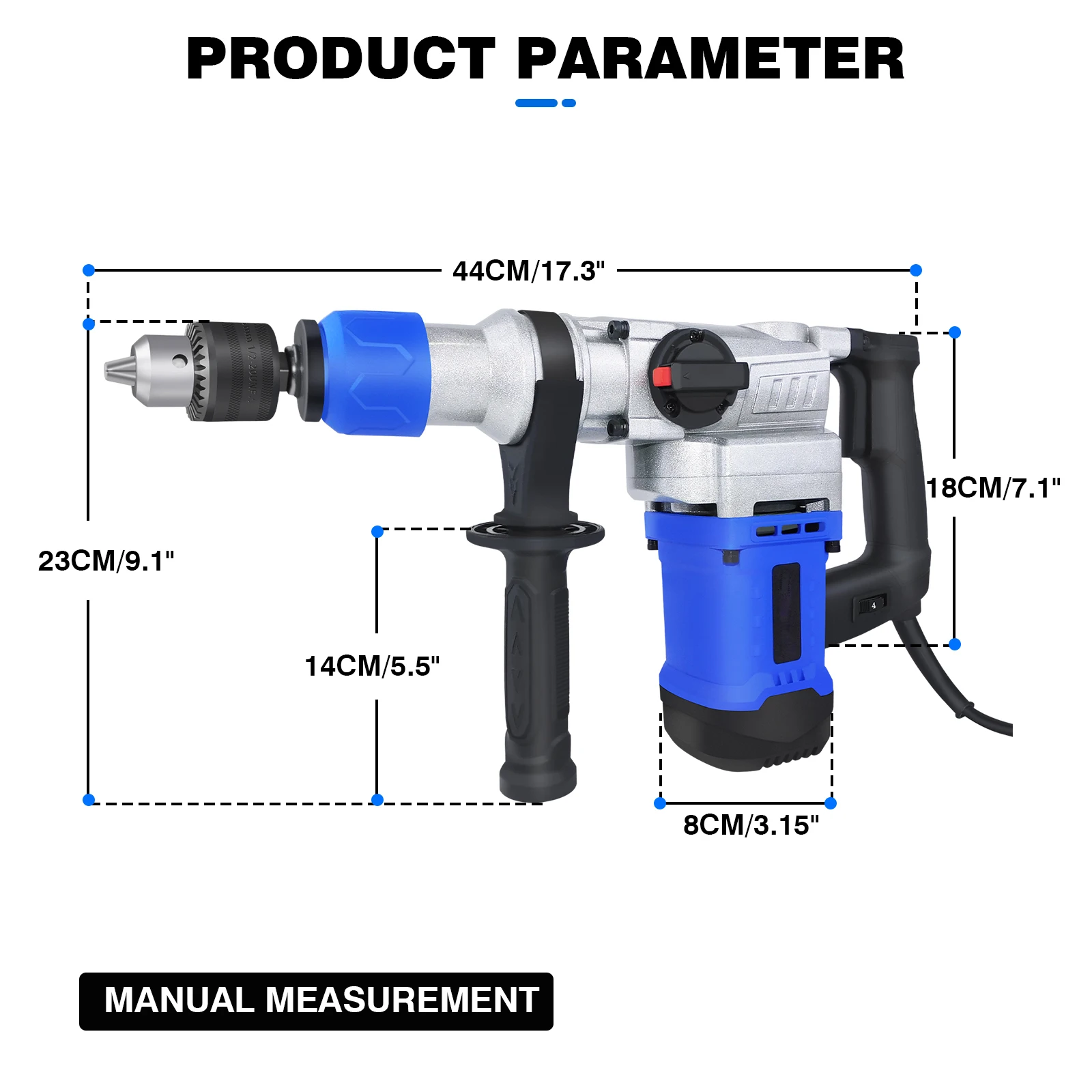 مطرقة كهربائية بقدرة 1500 وات، مثقاب كهربائي، حفر كهربائي على الحائط، حفر قرع سلكي، متعدد الوظائف