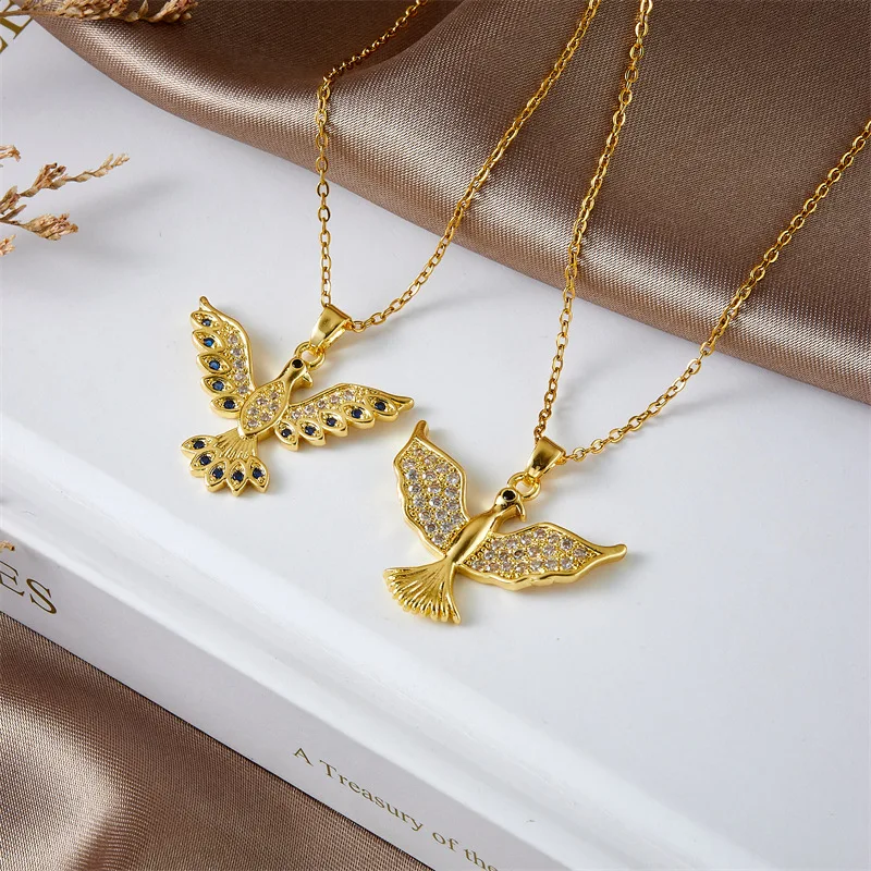 8pcs/set Fashion Bird Wings Pendant Necklaces For Women Light Luxury Gold Plated Clavicle Chain Necklace Party Jewelry