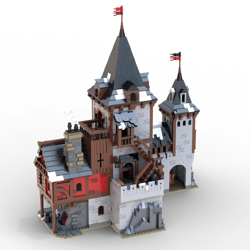 Novo produto requintado moc modelo arquitetônico medieval lobo rei castelo tecnologia modular brinquedo das crianças presente diy conjunto de montagem