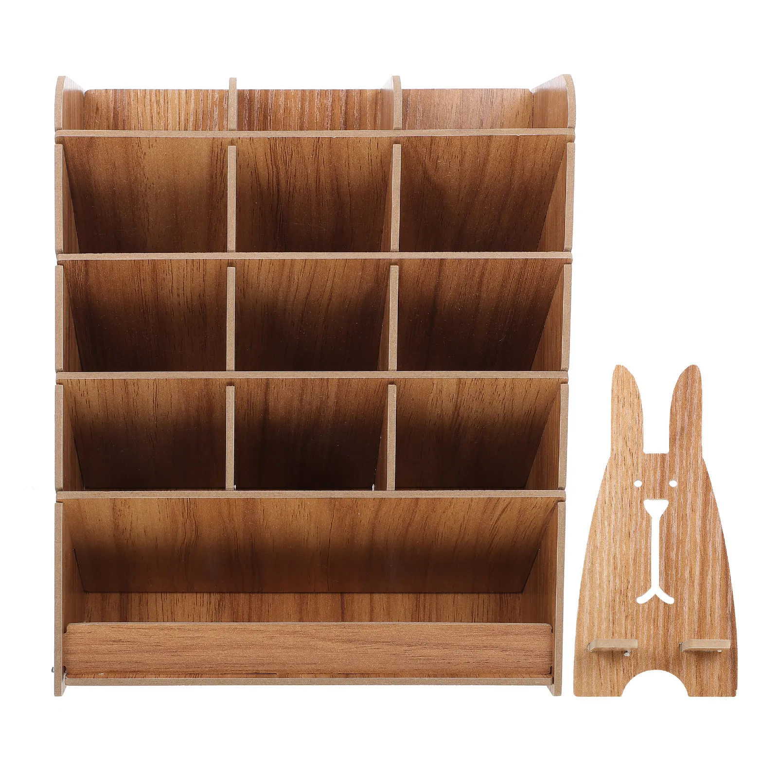 Large Capacity Wooden Desktop Organizer Pen Holder with Multi Grid Compartment for Pens Markers Scissors Notebooks Paper Clips