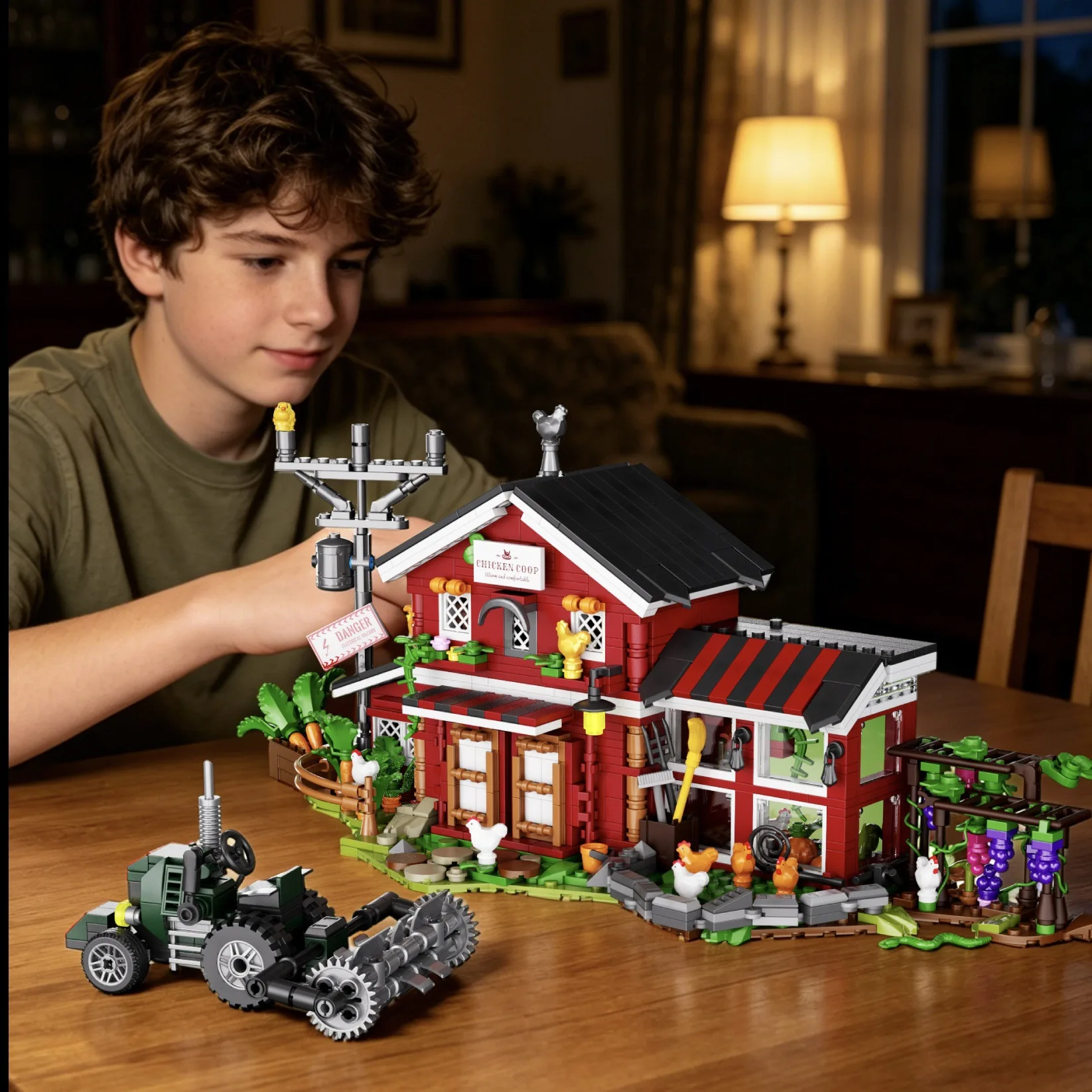 MOC Western Agricultural Ranch Baustein-Set Amerikanischer Stil Landwirtschaftliche Farm Weide Idee Spielzeug Bausteine Geschenke für Erwachsene zum Geburtstag