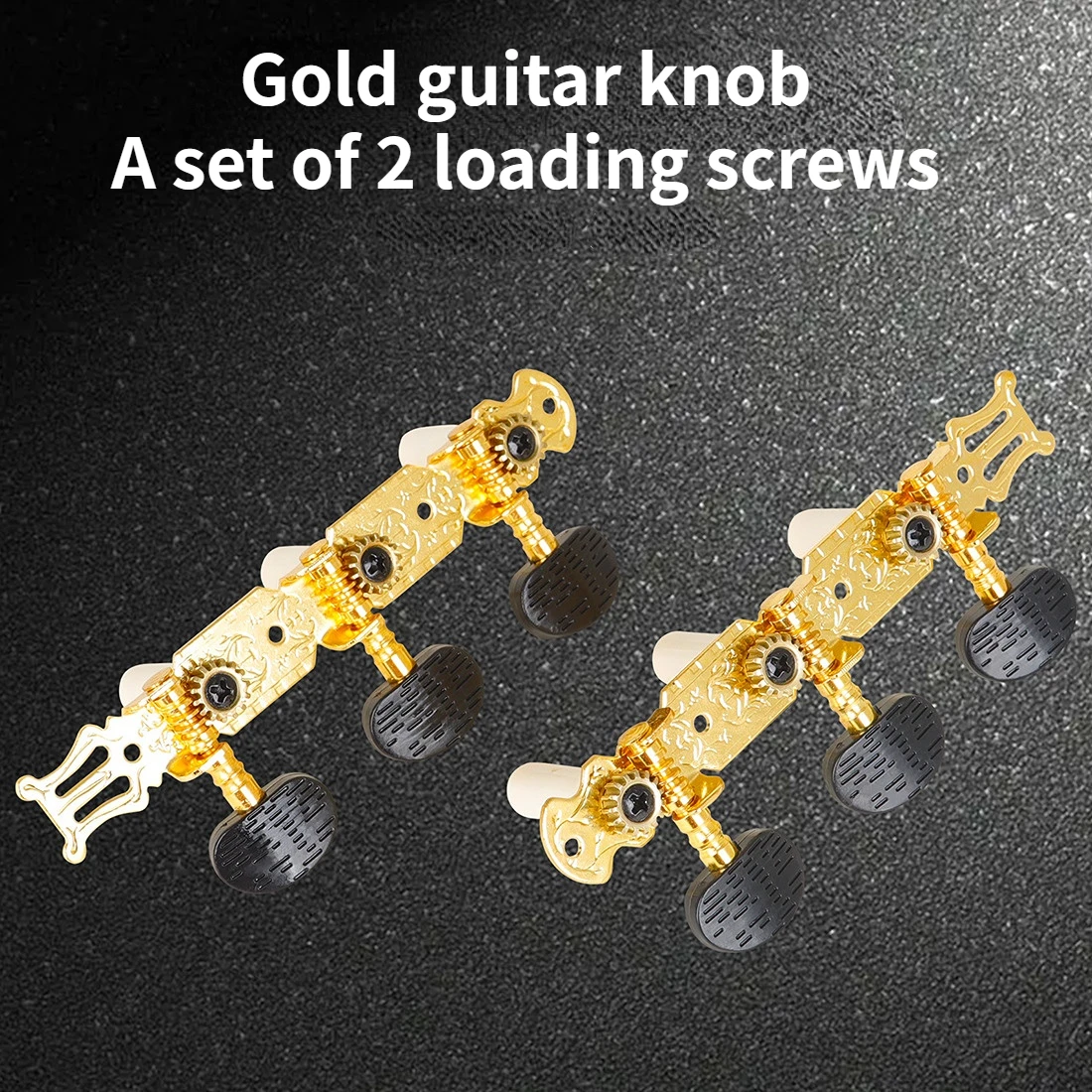 Classical Guitar Knob with Screw, Double Row, Open String Knob, Gold Carved, Tuning Piano Knob, Guitar Accessories