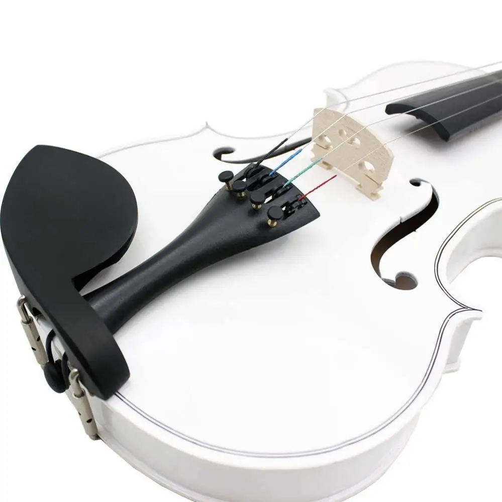 4/4 Full Size Solid Wood Acoustic Violin for Violin Beginner with Bow / Case White / Blue / Pink Color Fiddle