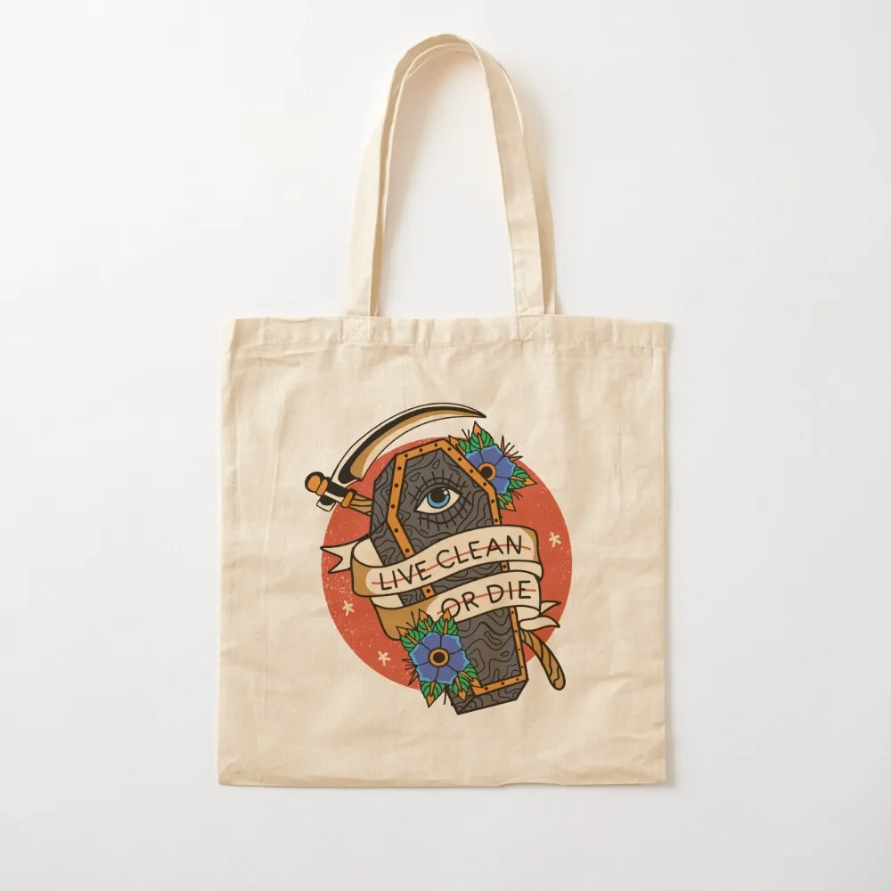 Live Clean or Die AA NA Recovery Tote Bag handbag hand bag ladies bags luxury women canvas tote bag