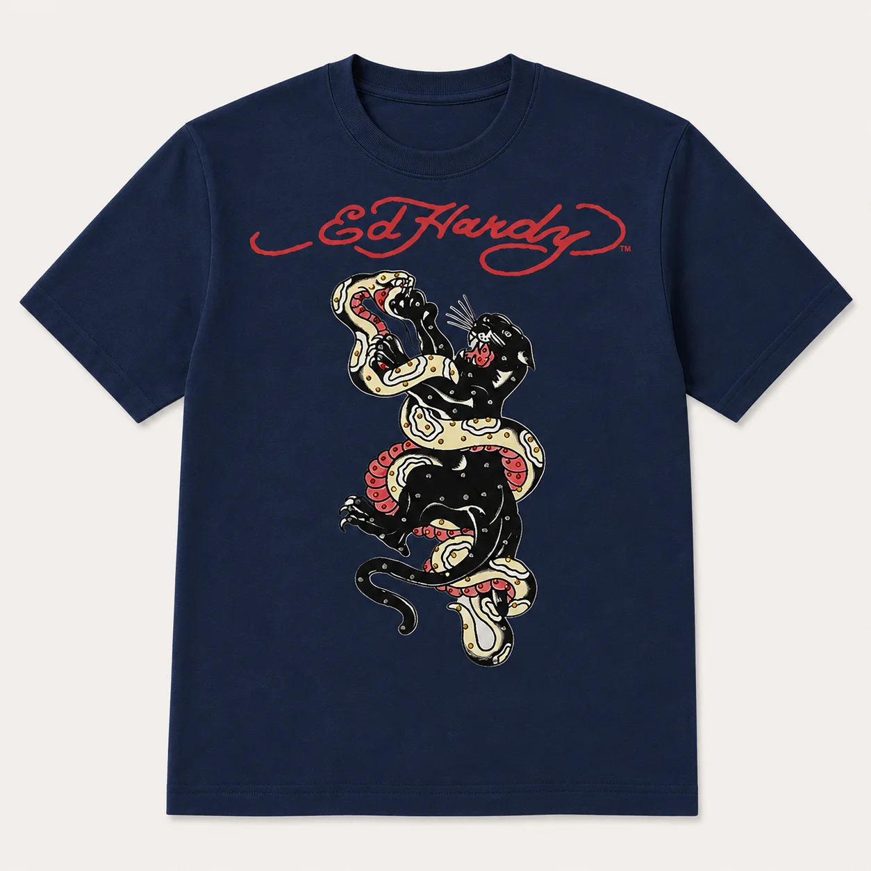 Y2K Harajuku Streetwear Rundhals-T-Shirt mit Panther-Schlangen-Kampf-Print aus atmungsaktiver Baumwolle, modisches Oberteil für Männer und Frauen – Detail 5