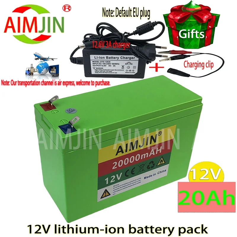 New 18650 3S6P 12V 20Ah Lithium Battery Pack,Built-in 30A BMS,For Solar Energy Electric Vehicle Li-ion Battery+12.6V Charger