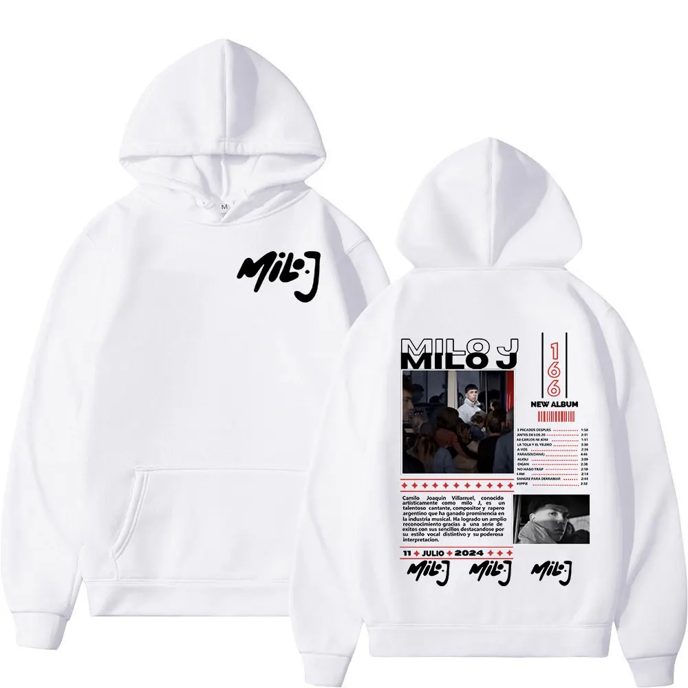 Rapper Milo J 166 อัลบั้ม Merch Hoodies แฟชั่น Hip Hop เสื้อบุรุษเสื้อผ้าผู้หญิงแขนยาวขนาดใหญ่ Pullovers Streetwear