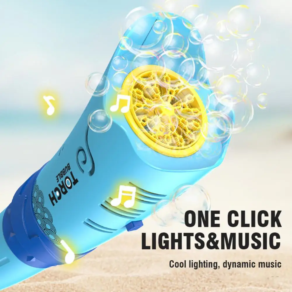 Máquina de bolhas com luzes coloridas, sopradores de sabão com 21 buracos, arma de bolha de foguete para crianças, brinquedos ao ar livre para festa de aniversário de casamento
