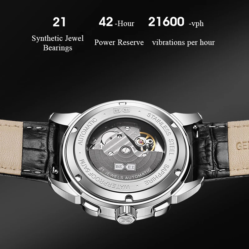 BEXEI 2025 年月日日 24 時間表示機械式自動巻きムーブメント 38 ジルコンベゼルマンウォッチサファイアビジネススタイル